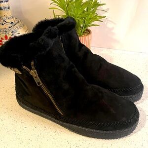 Setsu Crochet Ankle Boot Black Suede